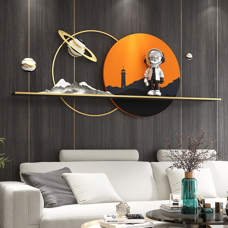 现代简约宇航员客厅装饰画沙发背景墙挂画太空人卧室3d立体壁画
