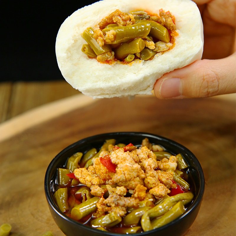 川娃子肉末豇豆酱农家自制酸豇豆下饭拌面酱菜四川特产酸豆角泡菜