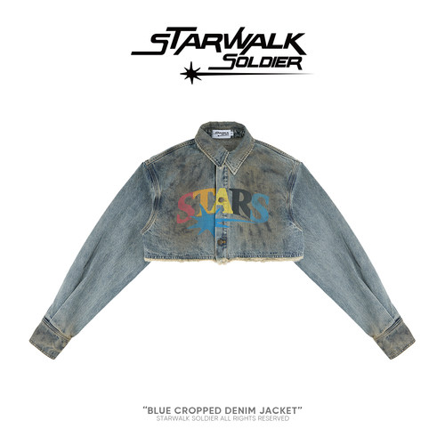 starwalk短款印花牛仔衬衫