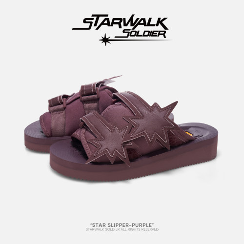 starwalk紫色流星魔术贴拖鞋