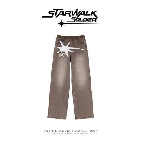 starwalk拼接牛仔裤直筒