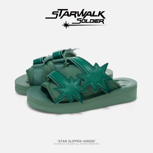 starwalk绿色流星魔术贴拖鞋