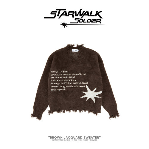 starwalkv领宽松破洞毛衣