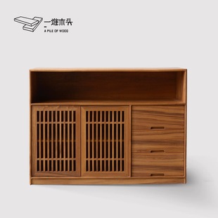 缅甸柚木餐边柜茶室置物柜架储物柜边柜实木矮柜禅意玄关茶水柜
