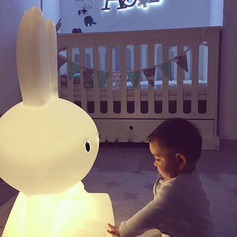 新品儿童台灯卧室落地北欧少女装饰卡通兔子灯28cm充电暖光
