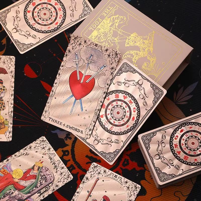 十二星盘PVC韦斯特塔罗牌tarot烫金高颜值桌游卡牌中英文说明书