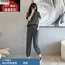欧货运动休闲套装女夏季2025新款显瘦减龄高级感炸街短袖两件