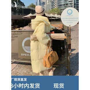 鹅黄色奶呼呼羽绒服外套女冬季2025新款中长款厚设计感面包服学生