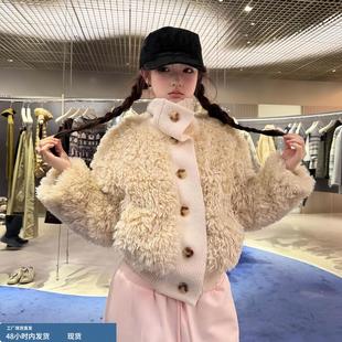 韩系穿搭巨好看高领仿羊羔绒环保皮草年轻款独特漂亮毛毛外套25冬