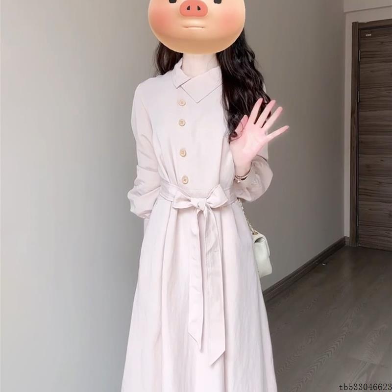 2025新款粉色polo衬衫裙大方得体绝美连衣裙韩系早秋穿搭显瘦长裙