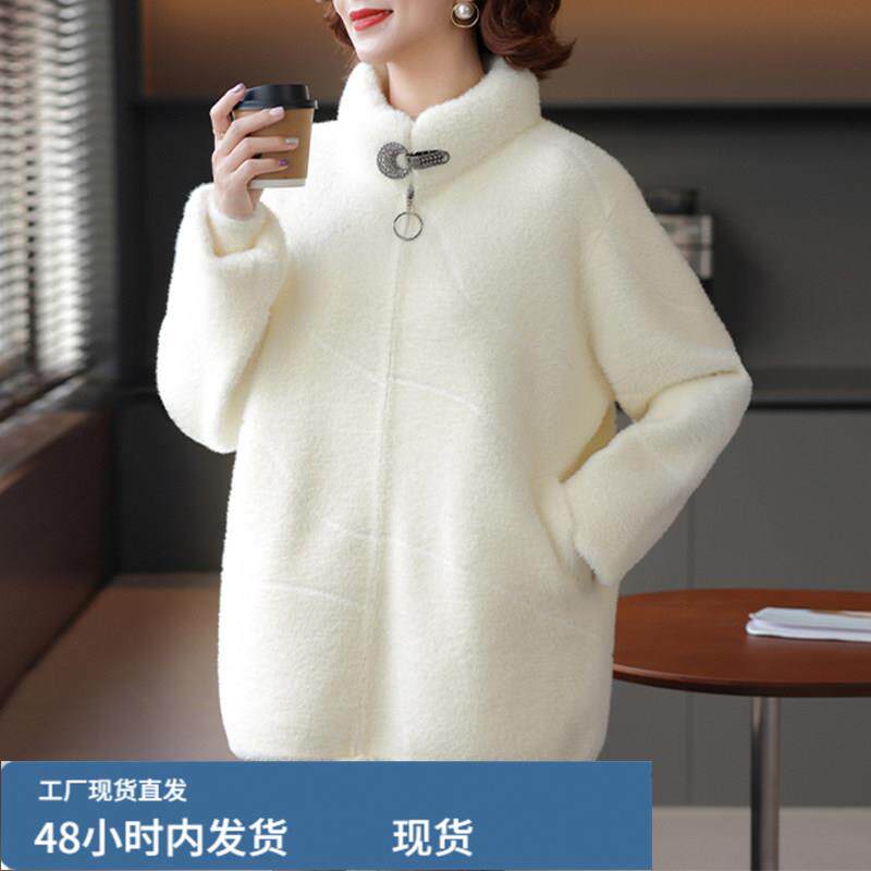 中老年妈妈冬装仿水貂戎厚外套中年女装2025新款洋气高贵陂草大衣
