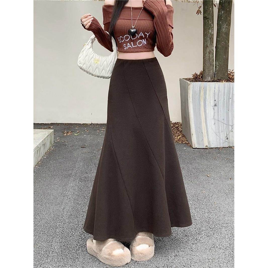 大码美拉德咖色毛呢半身裙女秋冬巨好看的胖mm高腰a字包臀鱼尾裙,运动/瑜伽/健身/球迷用品,瑜伽短裙,淘宝优惠券,粉丝福利购,淘宝优惠卷