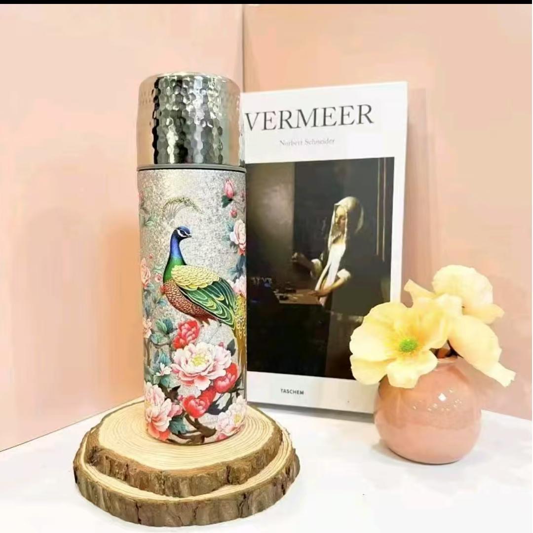 孔雀呈祥 健康水矿石矿物质负离子保温杯钛杯碱性水保温杯