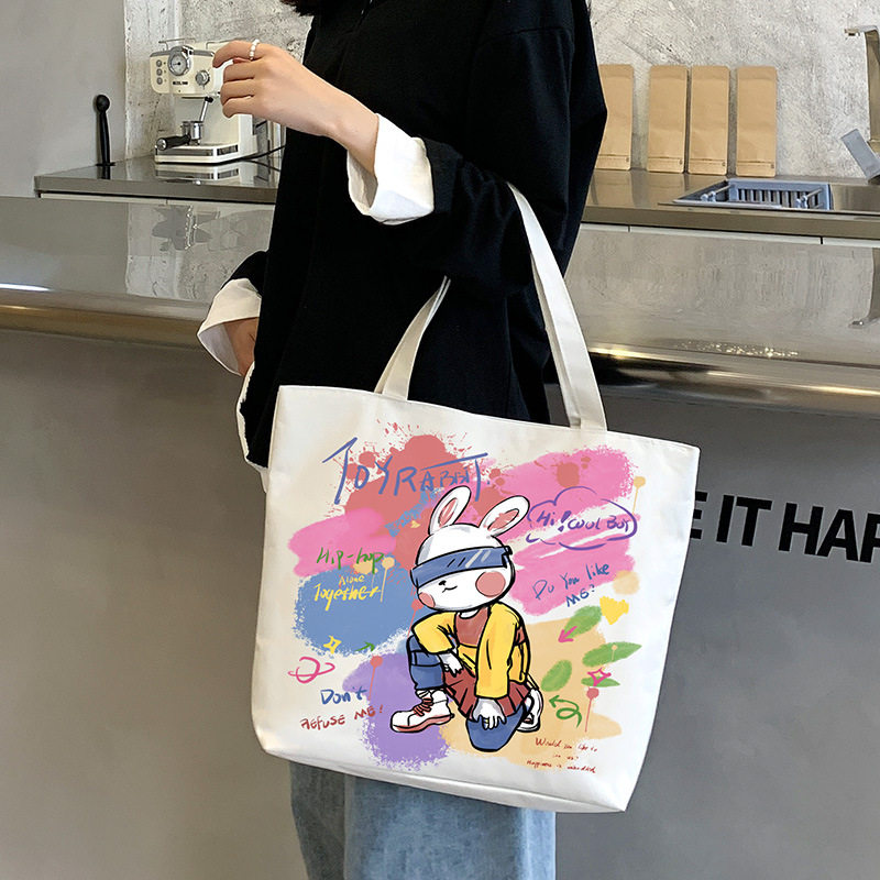 帆布包女2024新款学生大容量手提包文艺学院风简约单肩包印制LOGO,箱包皮具/热销女包/男包,通用款女包,淘宝优惠券,粉丝福利购,淘宝优惠卷