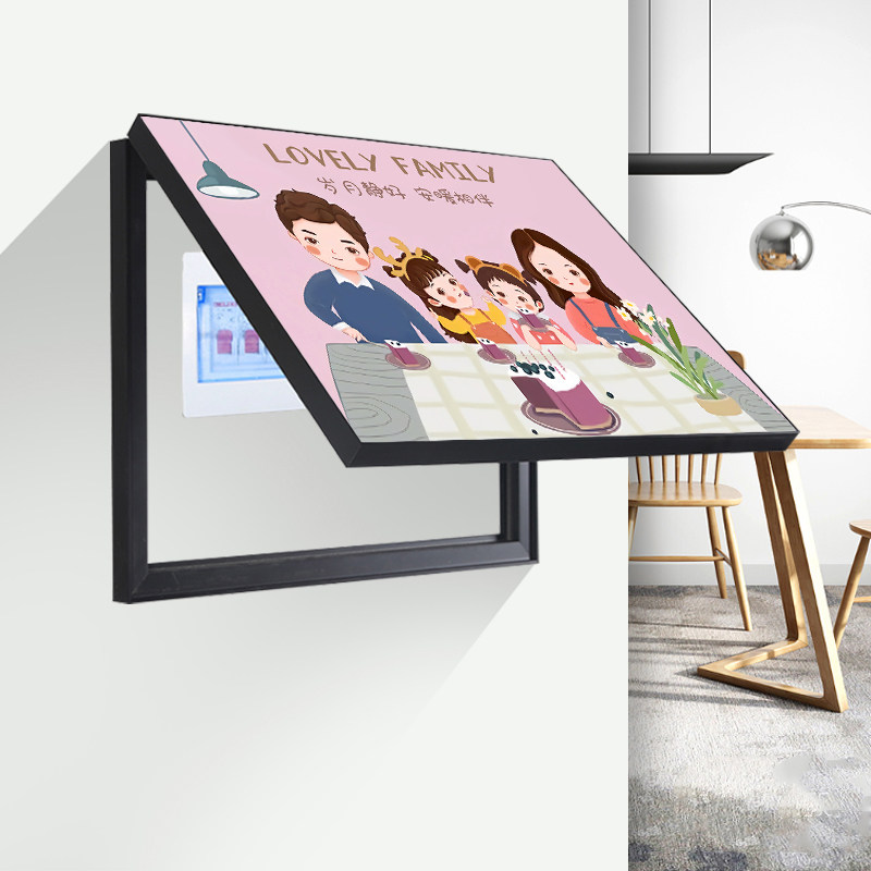 一家四口电表箱装饰画免打孔现代简约挂画卡通配电箱电闸遮挡壁画