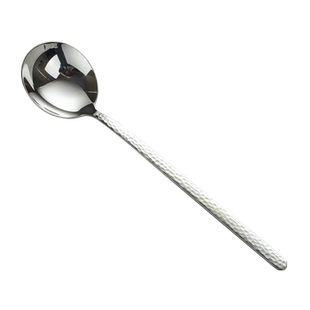 创意锤纹圆头勺子家用18/10不锈钢长柄拌饭勺搅拌勺汤勺餐具