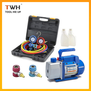 R134 便携式 R22 冷媒表组R12 R502空调加注专用 小型空调真空泵