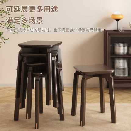 实木餐椅家用现代简约餐桌凳可叠放凳子板凳轻奢高级软包书桌椅子