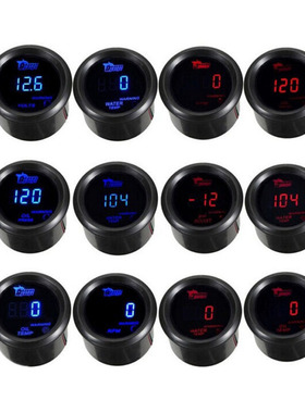 2英寸52mm车用油温表白框蓝光适合赛车一般车用12V 0.3A含配件