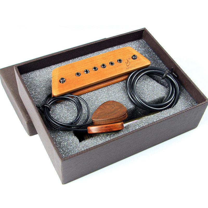 双输入带麦克风主动拾音器民谣吉他原声音孔拾音器指弹打板免开孔