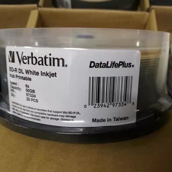 Verbatim/威宝BD-R DL 50G 蓝光刻录盘 可打印档案系列25片装空白