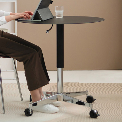 升降桌岩板学习桌办公会议小圆桌沙发移动边几接待洽谈餐桌电脑桌