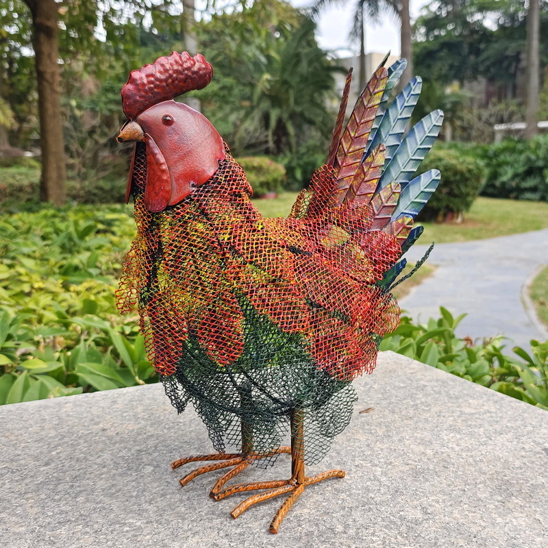 户外铁艺农家乐田园庭院装饰镂空设计金属工艺千丝网母鸡落地摆件