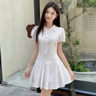 气质收腰小个子甜美短裙 爱依轩 学院风白色衬衫 连衣裙女夏季 新款