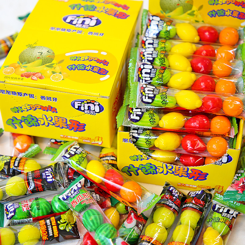 菲尼泡泡糖柠檬西瓜形泡泡糖夹心口香糖儿童小孩糖果零食高颜值