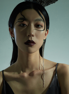 刘雨昕同款CuzStrangeIntention黑暗森林/拼色不对称耳坠七夕礼物