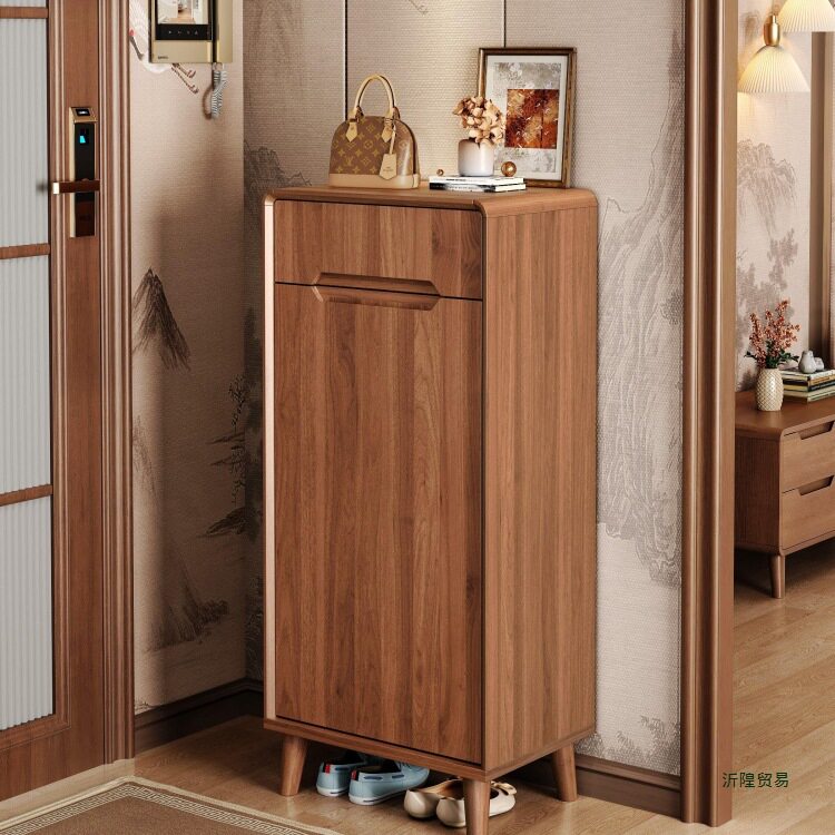 新中式鞋柜家用门口入户门储物玄关实木腿2025新款收纳柜一体靠墙