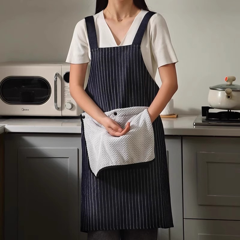 可擦手围裙厨房家用2025新款女防油感年轻款做饭男围腰带毛巾