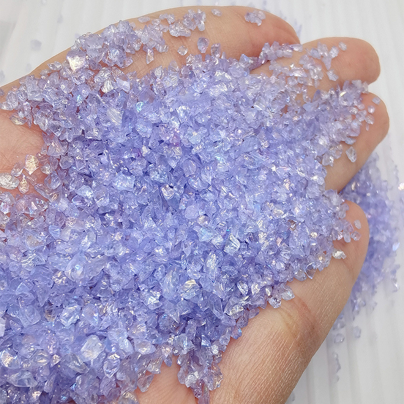 美甲碎石AB极光幻彩碎片透明水晶彩色玻璃砂流沙笔刀diy材料填充