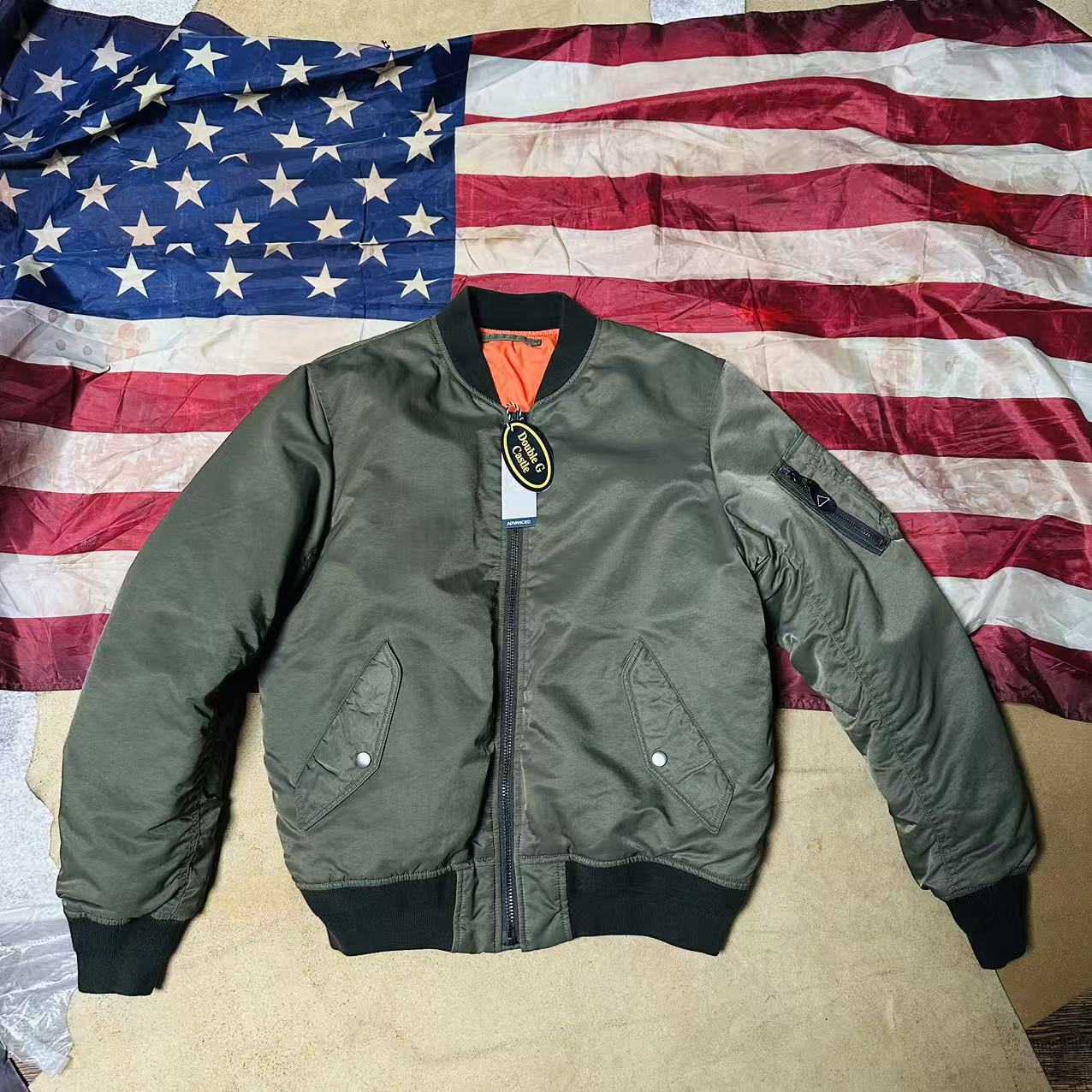 宽松版型os复古版MA-1飞行服夹克棉服轻落色做旧年代感外套罕见