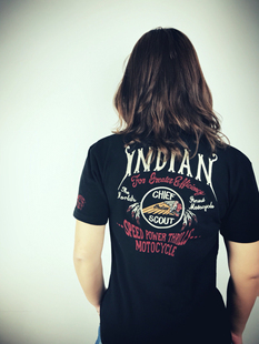 印第安INDIAN复古机车风情侣短袖T恤 纯棉圆领重工刺绣男女半袖