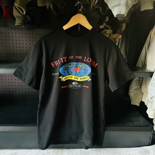 夏季美国经典复古印花短袖T恤 黑色款胸前地球USA大logo经典老货