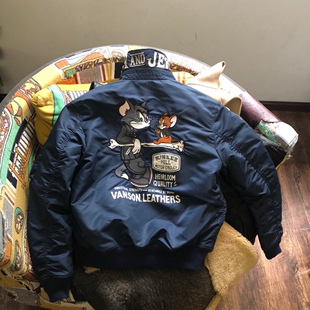 猫和老鼠Vanson飞行夹克汤姆杰瑞重工刺绣机车外套 G03户外3Ｍ版