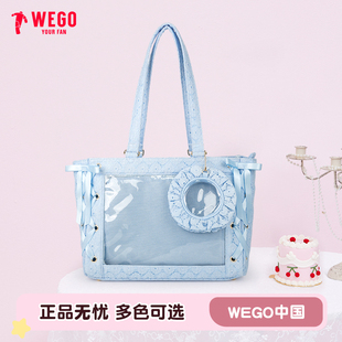 【新品】WEGO花缇蕾丝娃包痛包单肩手提托特包女丝带谷子痛文化