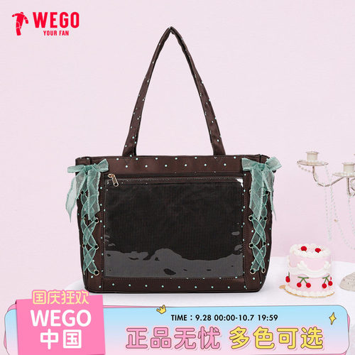 WEGO丝带痛包S/L缎面波点单肩包