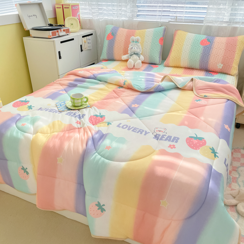 夏天被子薄款冰丝儿童卡通凉感空调被宿舍可机洗单人双人夏季幼儿