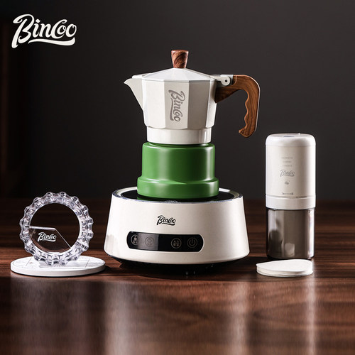 Bincoo迷你三阀摩卡壶电陶炉家用手摇意式浓缩小型咖啡机户外套装
