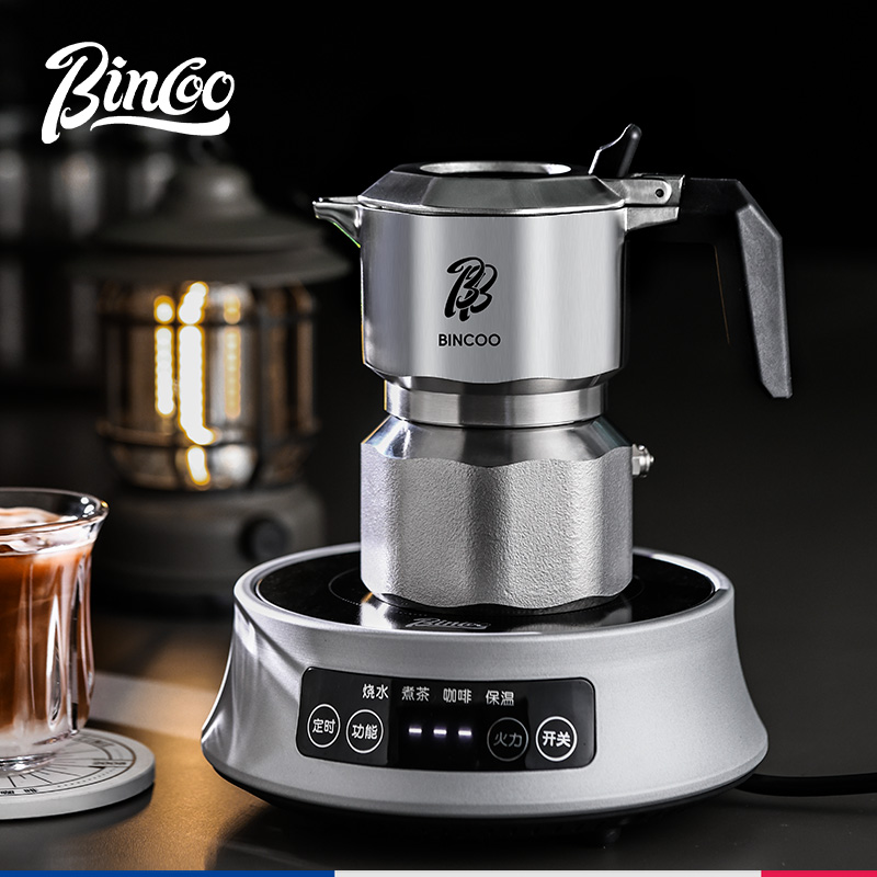 Bincoo三阀摩卡壶316不锈钢家用小型双阀煮咖啡壶意式咖啡机套装