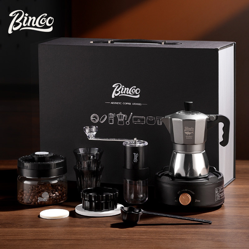 Bincoo摩卡壶煮咖啡壶生日礼物家用套装意式双阀咖啡壶器具礼盒