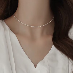 特价 4mmBaby小米珠锁骨链 冲量细小天然有核强光淡水珍珠项链3
