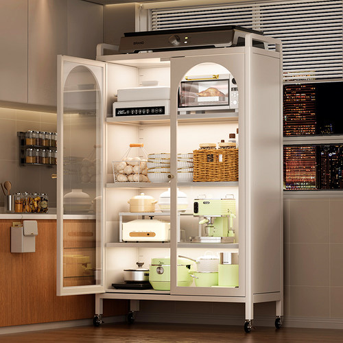 钢化玻璃门厨房置物柜间距可调节