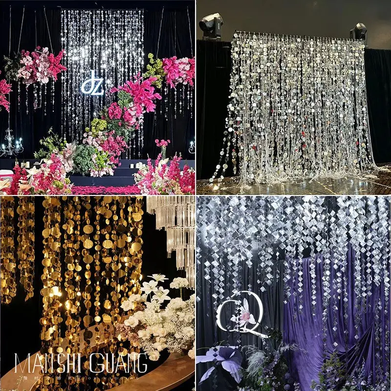 婚礼背景圆片亮片珠帘挂饰舞台吊顶商店橱窗地摊装饰布置美陈挂件
