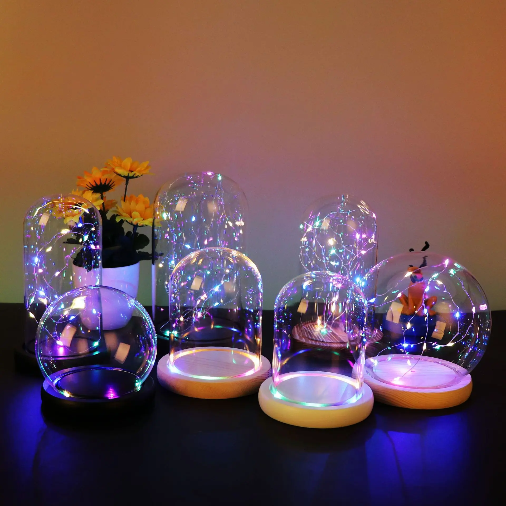 手办玻璃罩火树银花彩光灯串