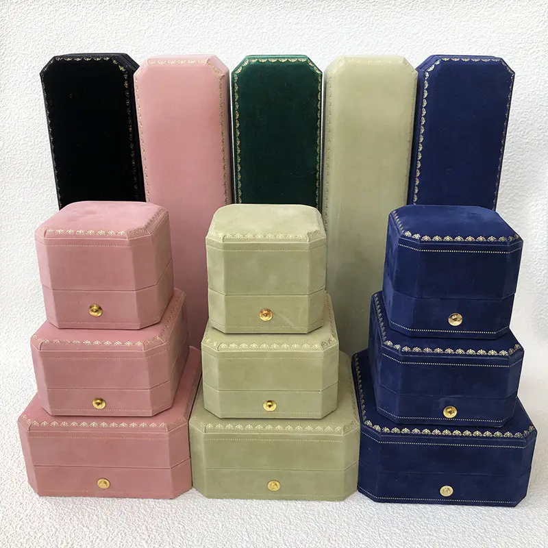 欧式珠宝绒布首饰盒八角婚礼