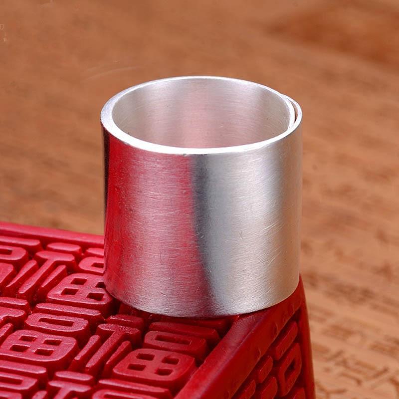 2025新款时尚宽版戒指戒指伸缩戒指男女戒指哑光银介子刻字精致