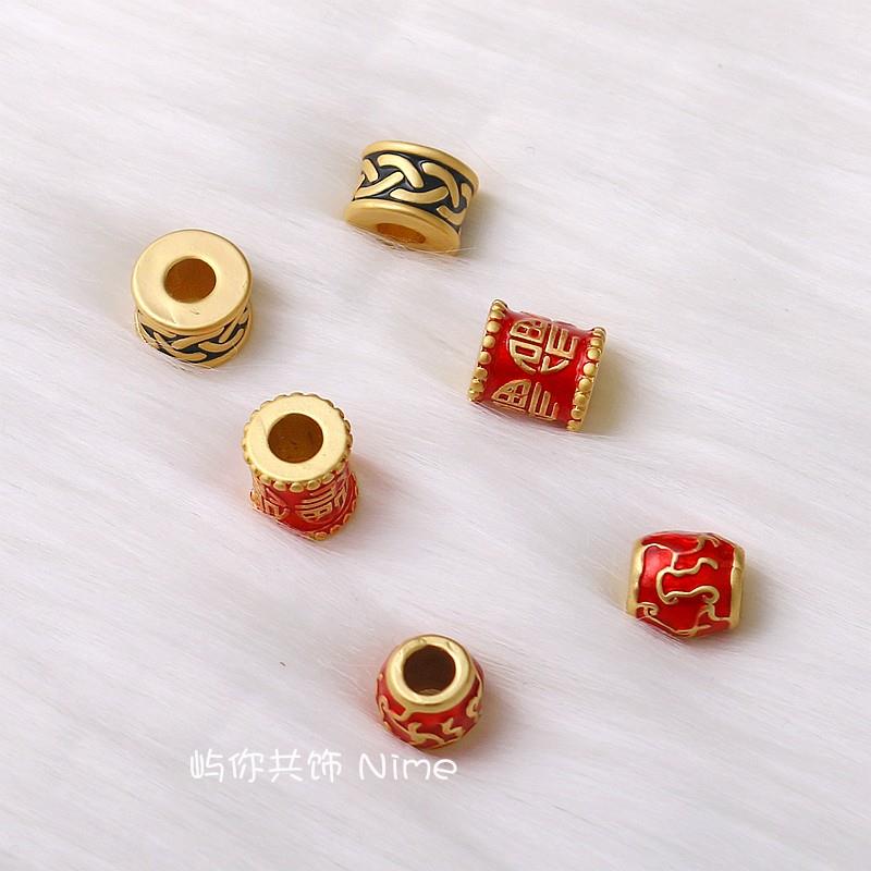 2025手链手串diy饰品配件手绳编织配珠珐琅烤漆镀金转运珠古法沙